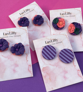 Peach Floral Polymer Clay Studs by Luv Lilly