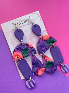 Peach Floral Polymer Clay - Hook Top - Earring by Luv Lilly