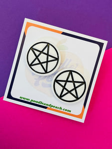White Pentagram Acrylic Studs