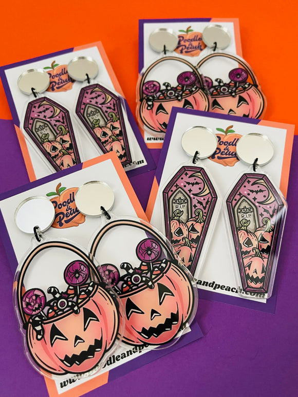 Pumpkin Pairing Acrylic Halloween Earrings