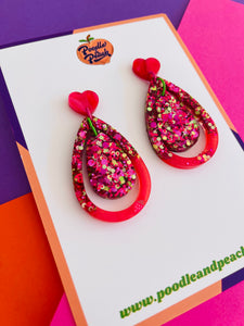 Pippa Watermelon Heart Resin Earrings