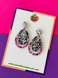 Pippa Pink in Black Resin Earrings