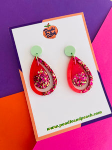Pippa Pink Melon Heart Resin Earrings