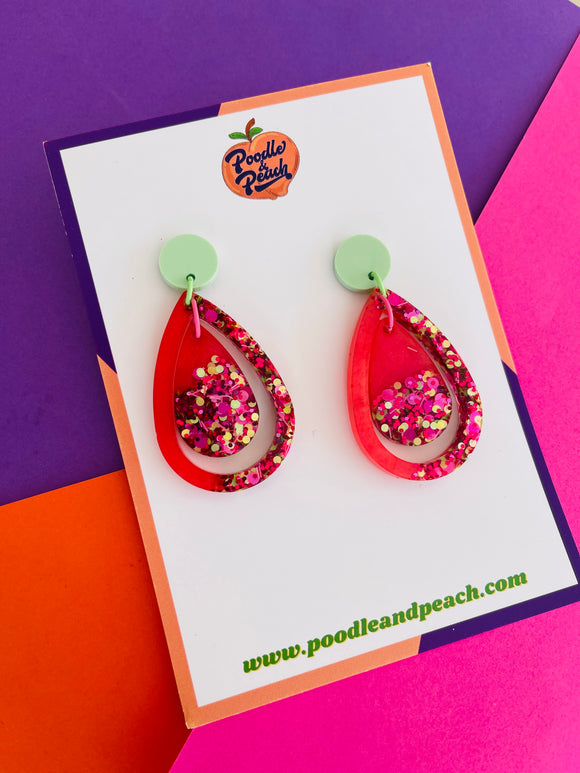 Pippa Pink Melon Heart Resin Earrings