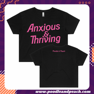 Anxious & Thriving Crop {Black with Hot Pink Print}