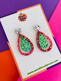Pippa Green Melon Heart Resin Earrings
