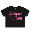Anxious & Thriving Crop {Black with Hot Pink Print}