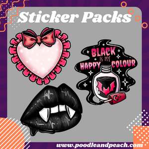 Black Goth 3pk Stickers