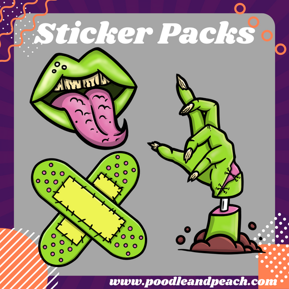 Zombies 3pk Stickers