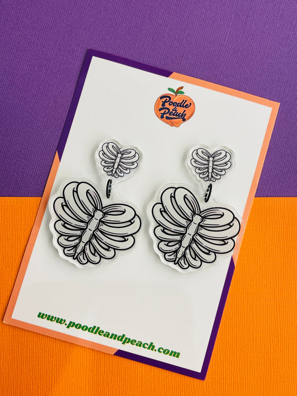 Rib Heart Cage Oddity Statement Earrings