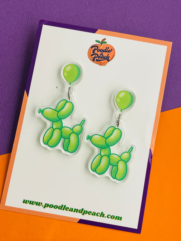 Green Balloon Dog Earrings {KaybeeDesigns} for Poodle Rescue