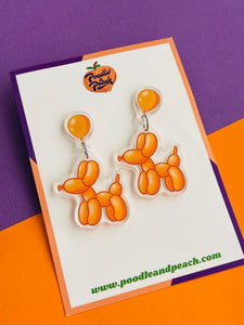 Orange Balloon Dog Earrings {KaybeeDesigns} for Poodle Rescue