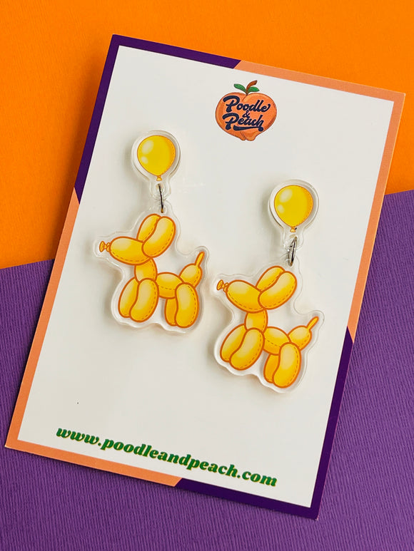 Yellow Balloon Dog Earrings {KaybeeDesigns} for Poodle Rescue